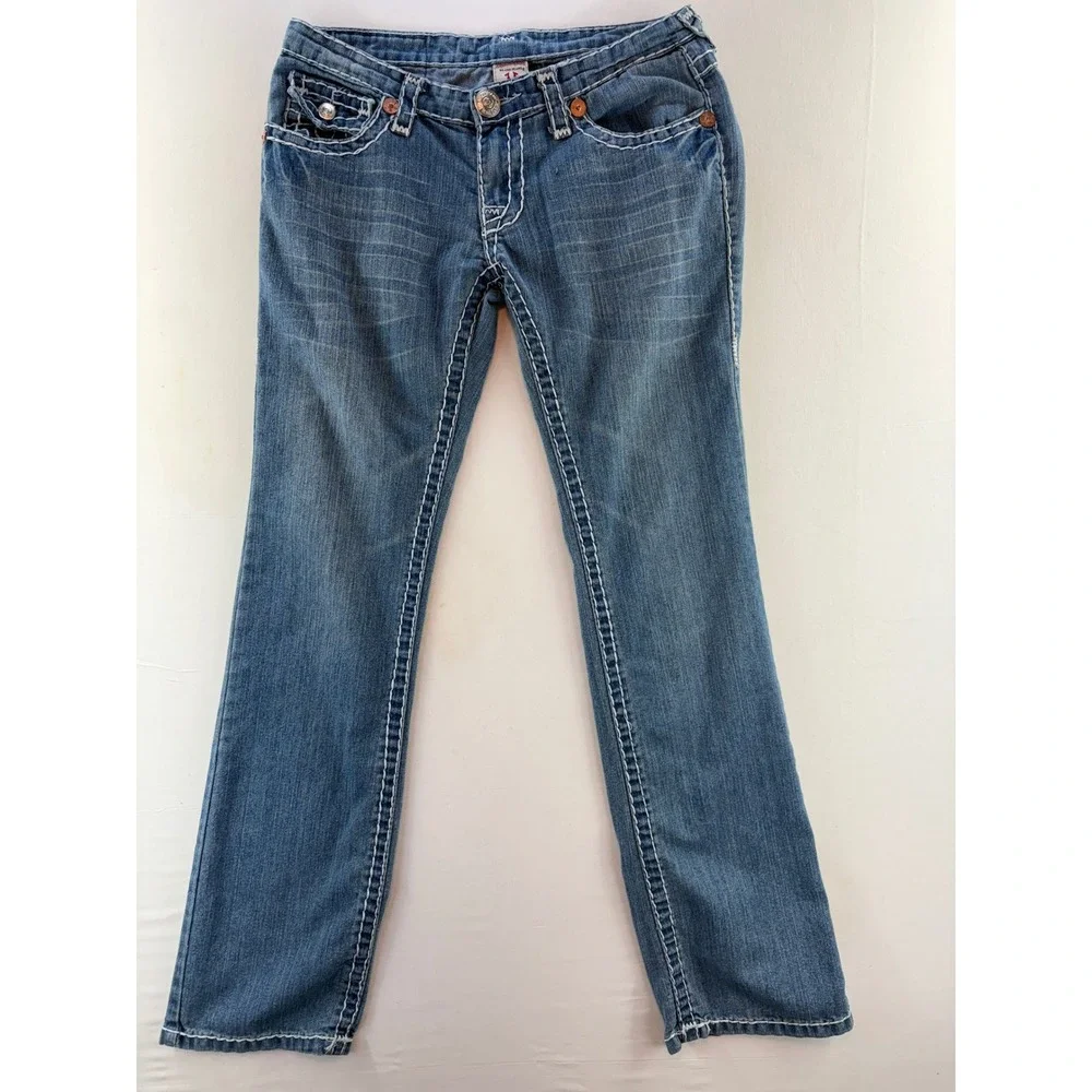 True Religion Billy Super T Straight Leg Jeans Blue Medium Wash Made in USA 30